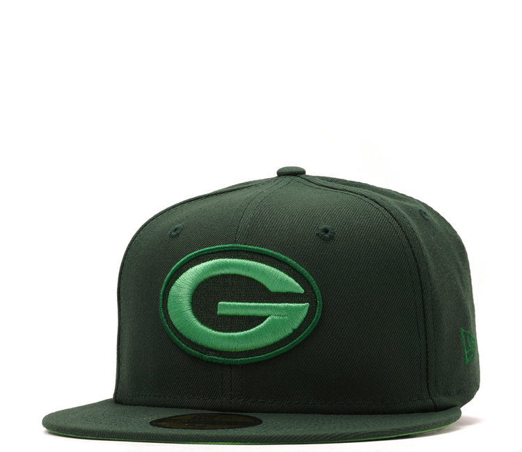 Men's New Era Black Green Bay Packers Color Dim 59FIFTY Fitted Hat