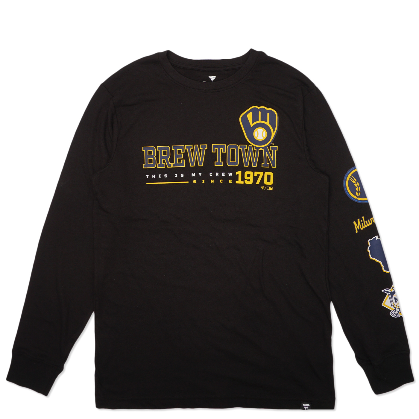 Fanatics Men's Branded Black Milwaukee Brewers High Whip Pitcher Long  Sleeve T-shirt