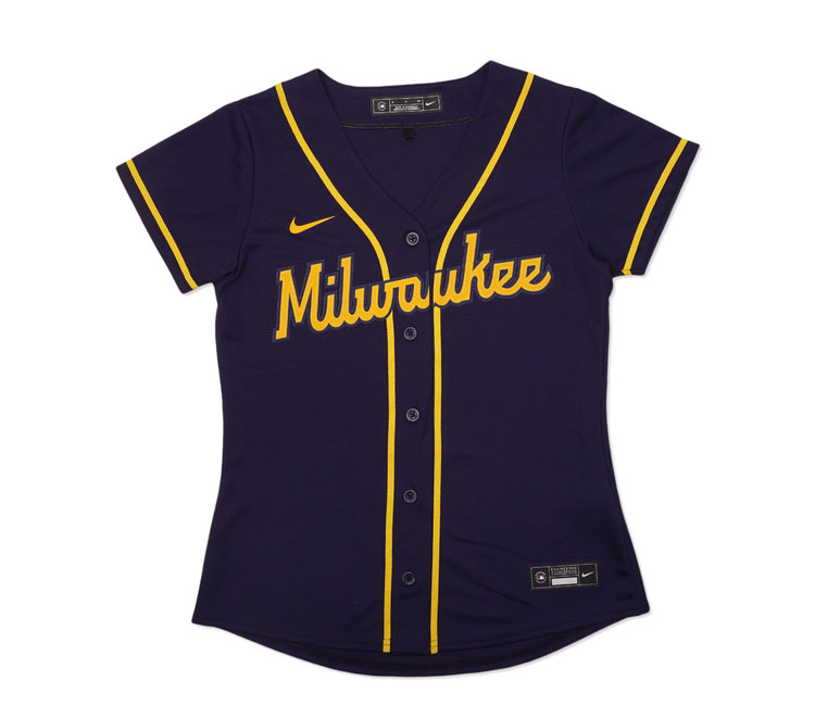 Women's Milwaukee Brewers Nike White/Navy Alternate Official Replica Custom  Jersey
