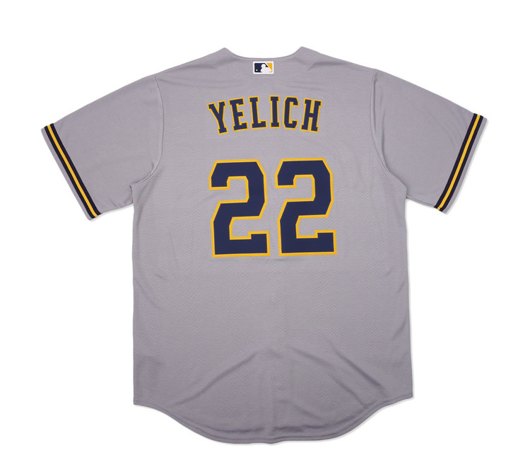 Men's Nike Christian Yelich Gray Milwaukee Brewers Road Authentic Player  Logo Jersey