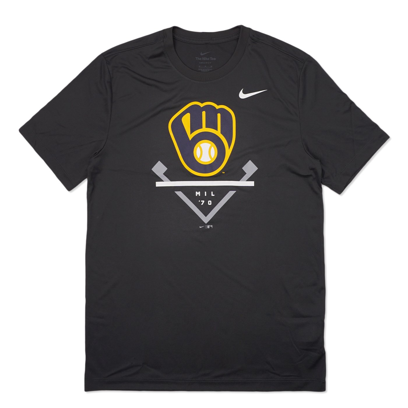 Nike Men's Brewers Icon Legend Dri-Fit Tee Anthracite Size 2XL | MODA3