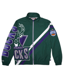 MITCHELL AND NESS BUCKS EXPLODED LOGO WARM UP JACKET