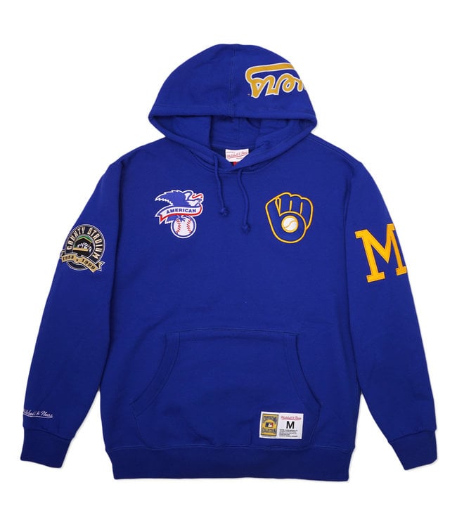 Men's Mitchell & Ness Royal Milwaukee Brewers City Collection Pullover Hoodie Size: Large