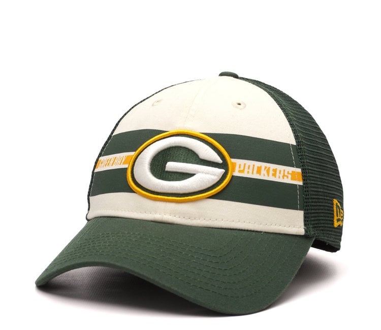 New Era Green Bay Packers Team Stripe 9Forty Trucker Hat - Green - MODA3