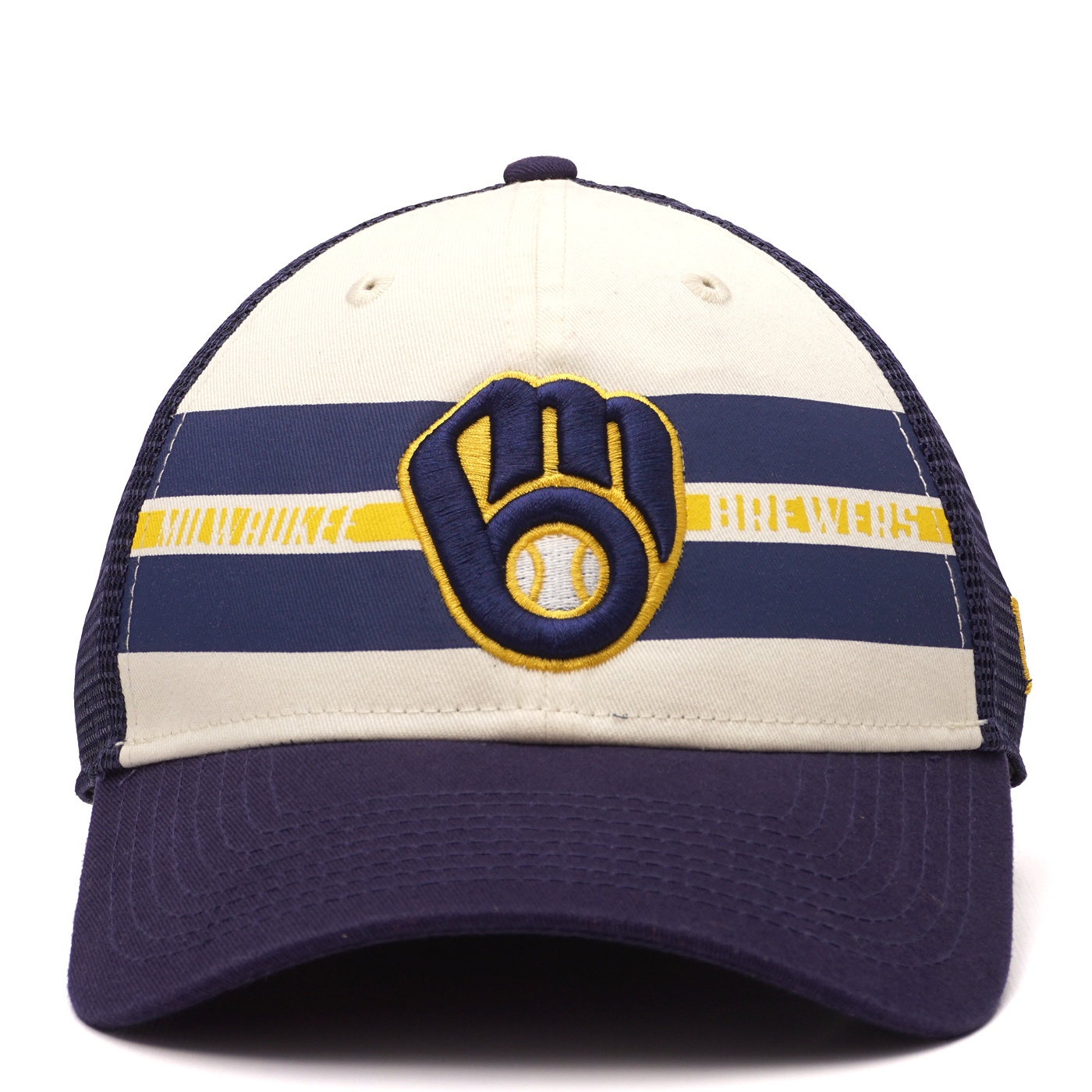 New Era Men's New Era Navy Milwaukee Brewers 2023 Spring Training Patch  A-Frame Trucker 9FORTY Snapback Hat