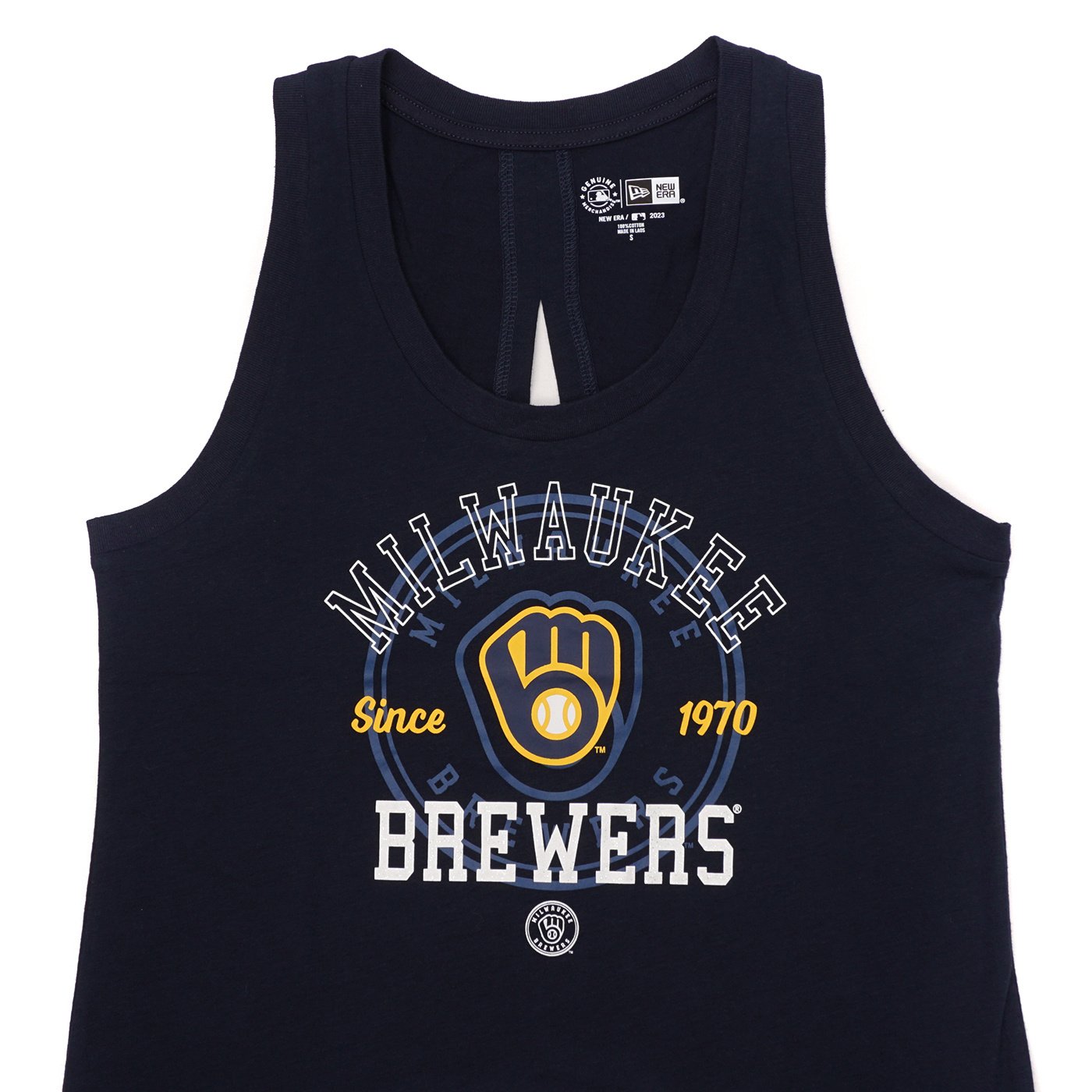 Milwaukee Brewers New Era Women's Tie-Dye Cropped Long Sleeve T-Shirt - Navy