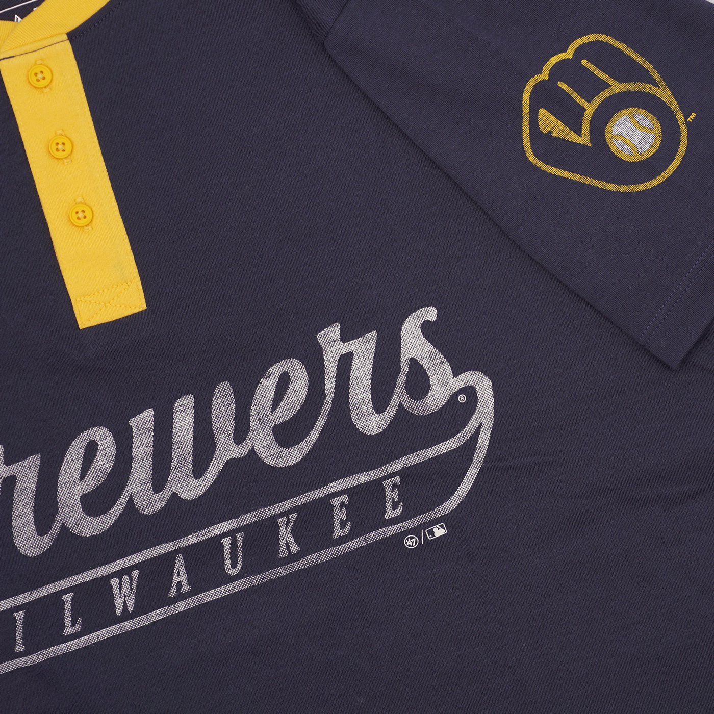 Women's New Era White Milwaukee Brewers Henley T-Shirt