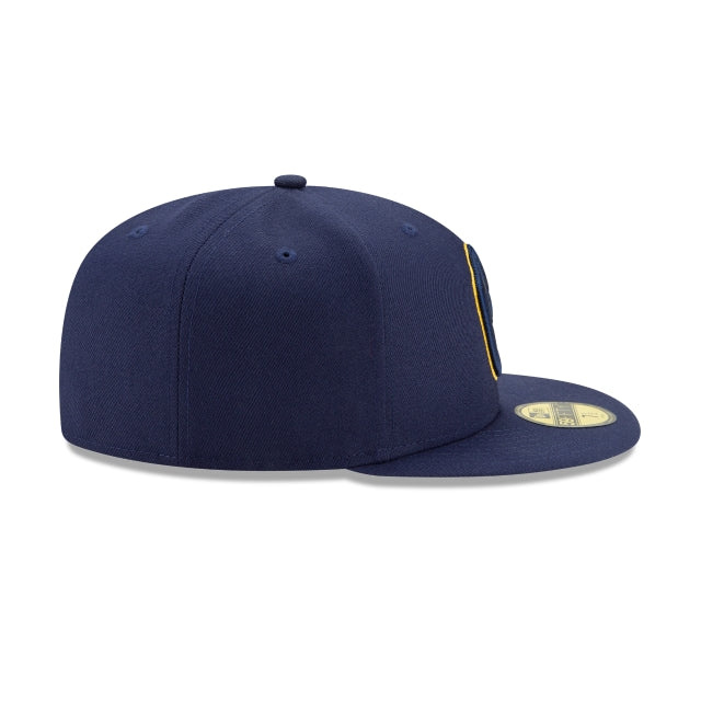 New Era Milwaukee Brewers Authentic 59Fifty Fitted Hat - Gold/Navy - MODA3