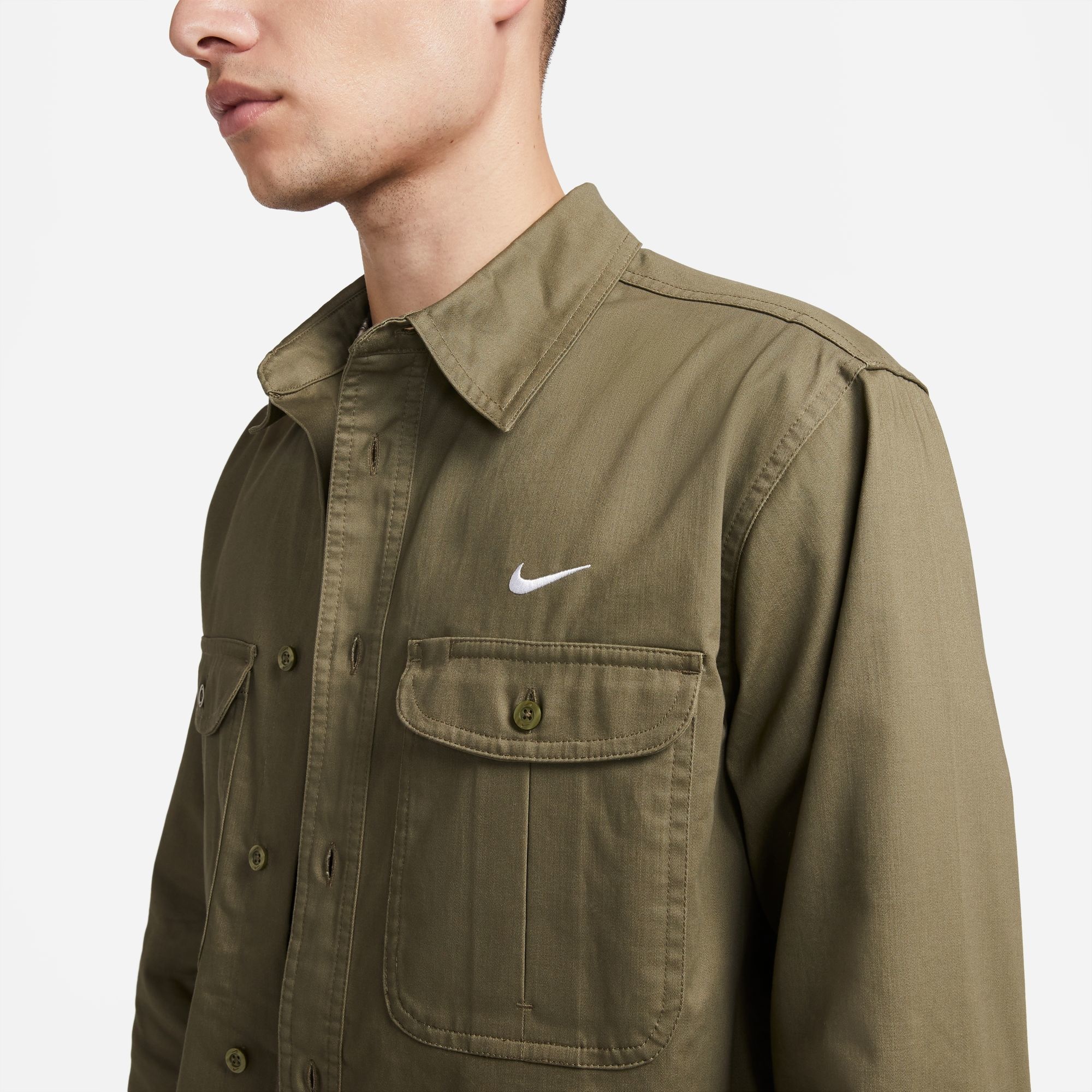 Nike SB Tanglin Woven Button Up Shirt, Brown, Men, L