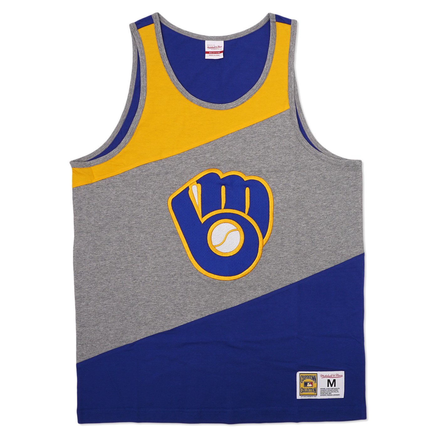 Mitchell & Ness Men's Brewers Color Block Tank Top Grey Size 2XL | MODA3