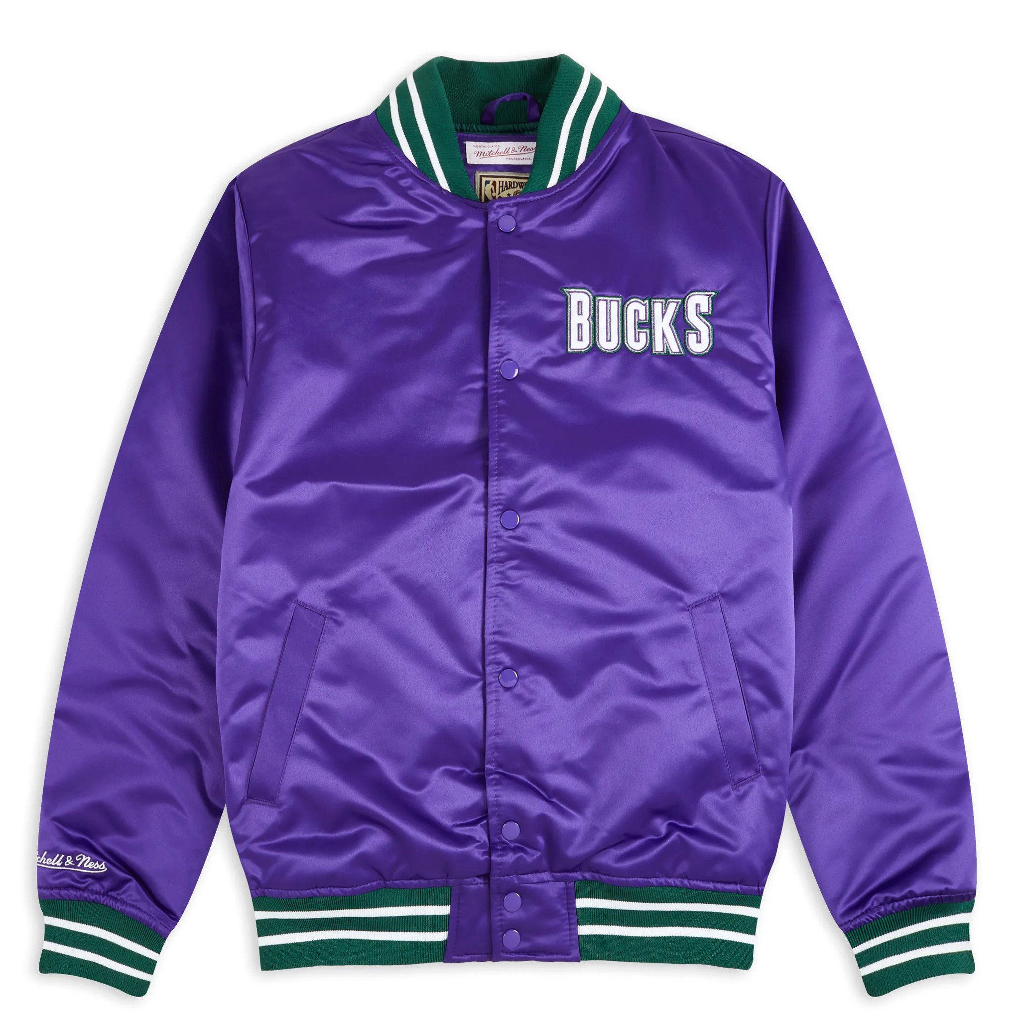 Mitchell & Ness Milwaukee Bucks Heavyweight Satin Jacket - Purple