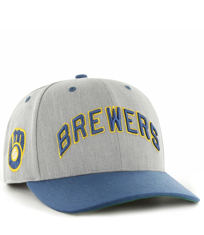 47 Brand Milwaukee Brewers Flyout Midfield Snapback Hat - Grey - MODA3