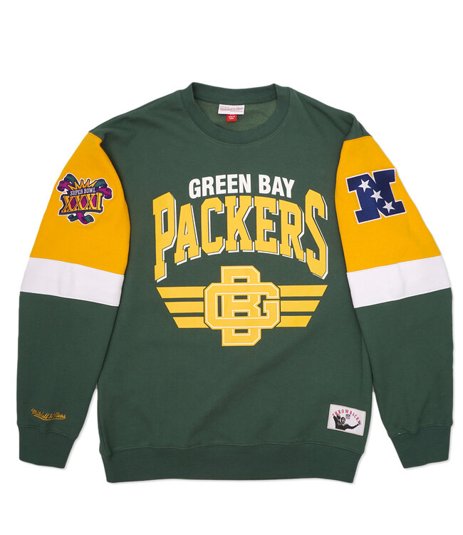 Green Bay Packers Mitchell & Ness Gridiron Classics Allover 3.0 Pullover  Sweatshirt - Green