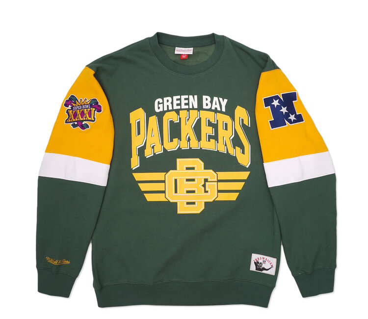 Mitchell & Ness Green Bay Packers Crew Neck Sweatshirt Mens 2XL Black