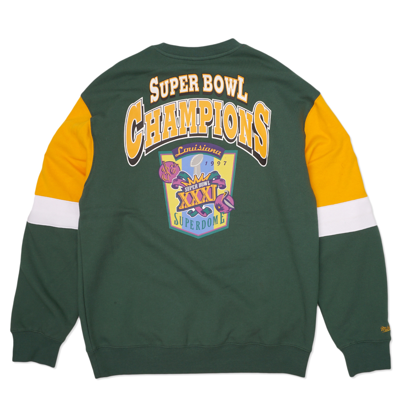 Mitchell & Ness Men's Packers All Over 3.0 Crewneck Sweatshirt Green Size 3XL | MODA3