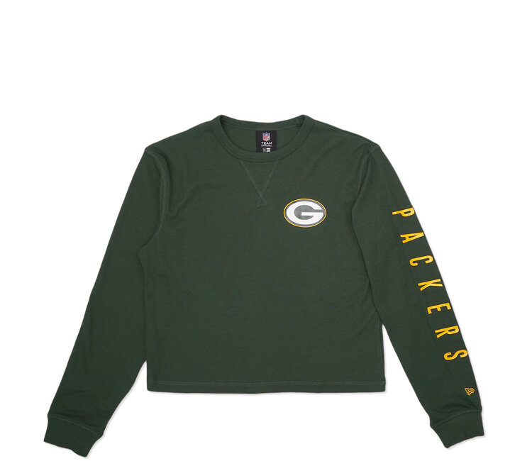 New Era Packers Women's Waffle Crop Long Sleeve Tee