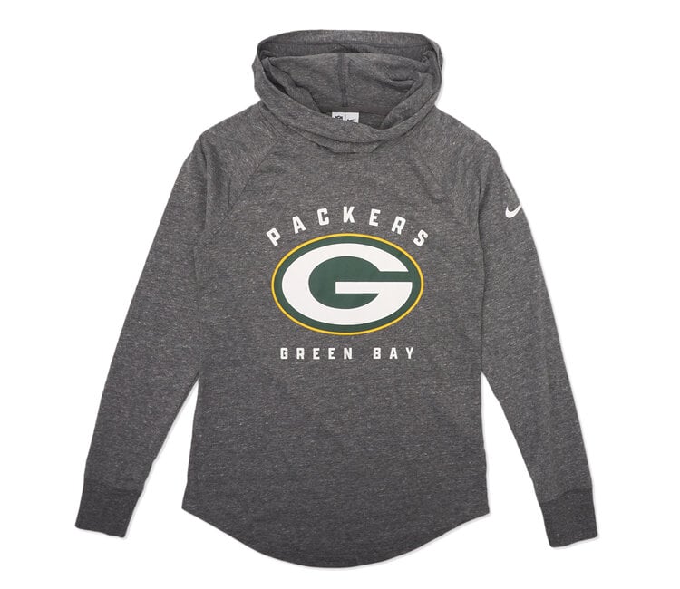 Nike Packers Women's Funnel Pullover Hoodie Charcoal Size S | MODA3