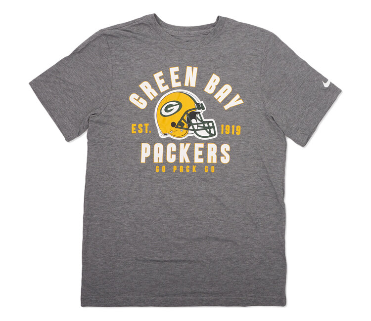 Men's Nike Heather Charcoal Green Bay Packers Legend Logo Performance T-Shirt Size: Small