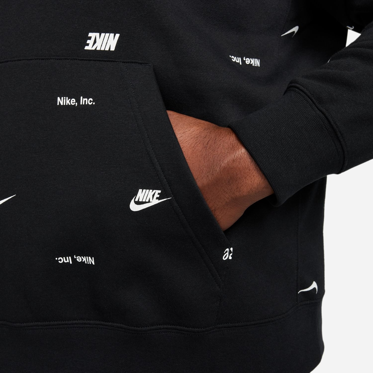 Nike Men's Sportswear Club All Over Print Pullover Hoodie, Black, Size: Small, Fleece/Polyester/Cotton