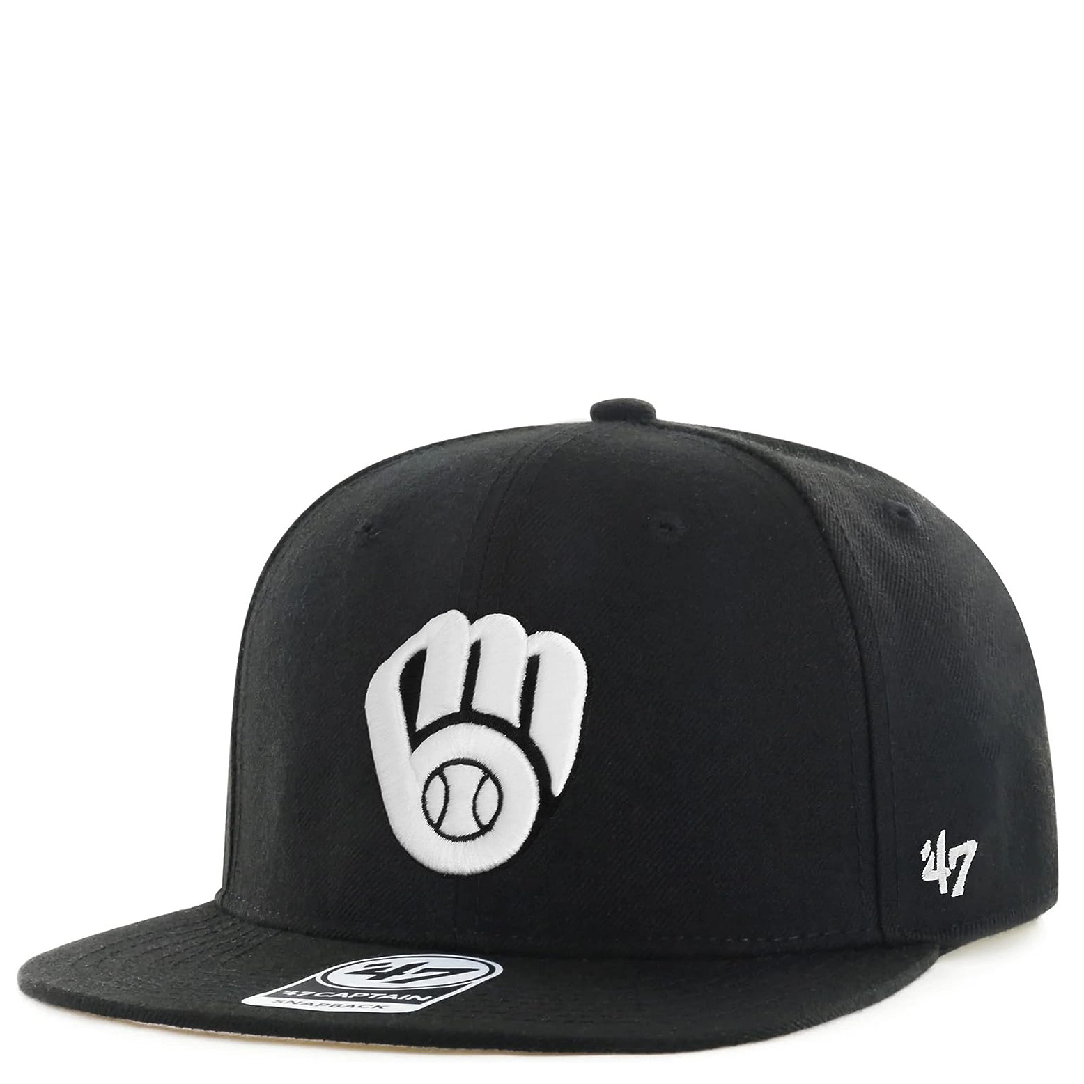 Milwaukee Brewers '47 Black on Black Logo Clean Up Adjustable Hat