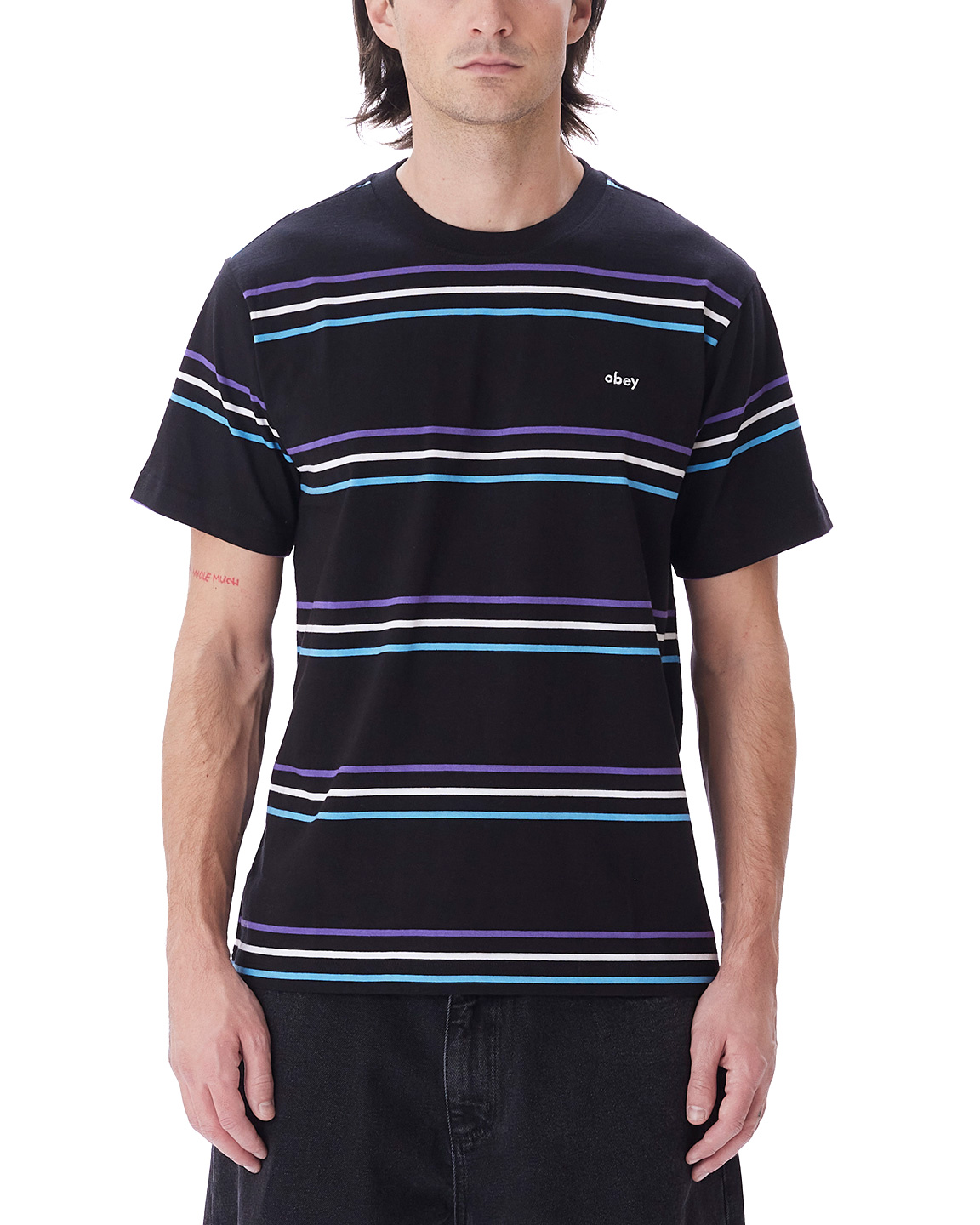 OBEY Montrose Stripe T-Shirt - Black Multi - MODA3