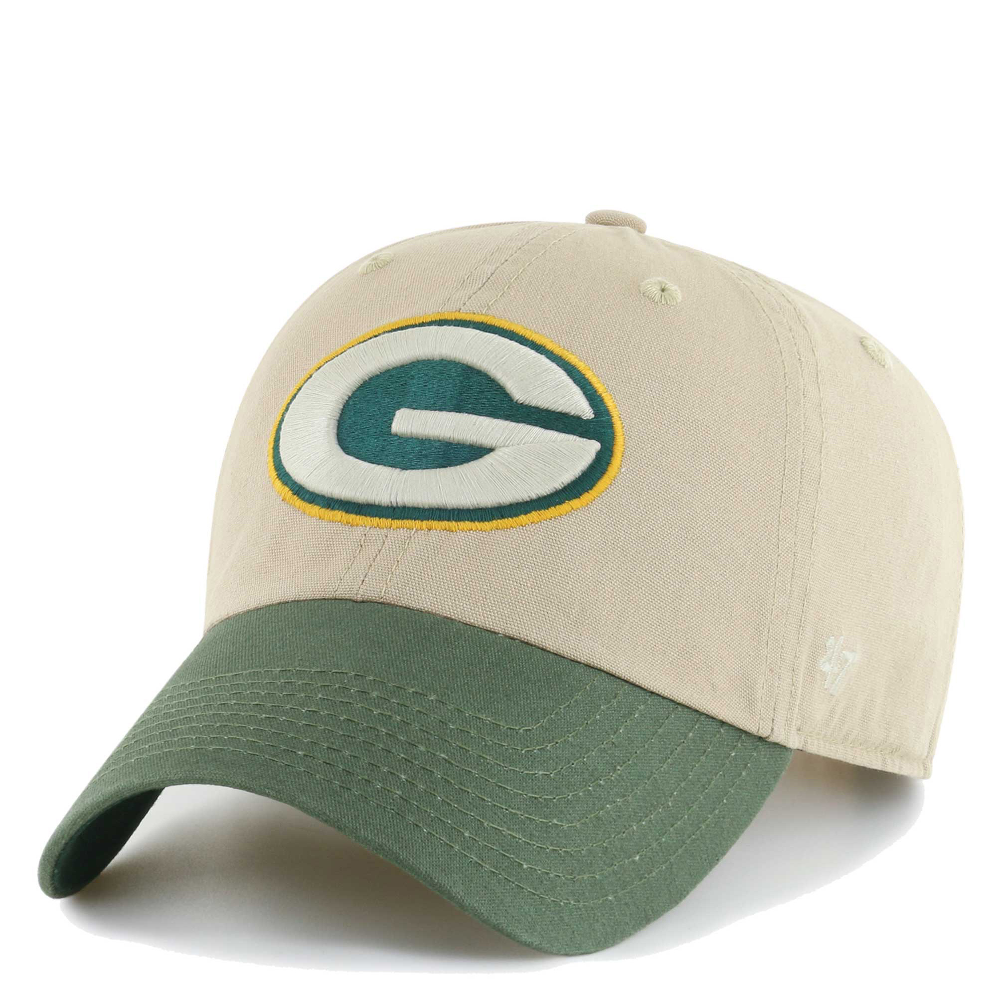 Men's '47 Green/Natural Green Bay Packers Crawford Trucker Clean Up  Snapback Hat