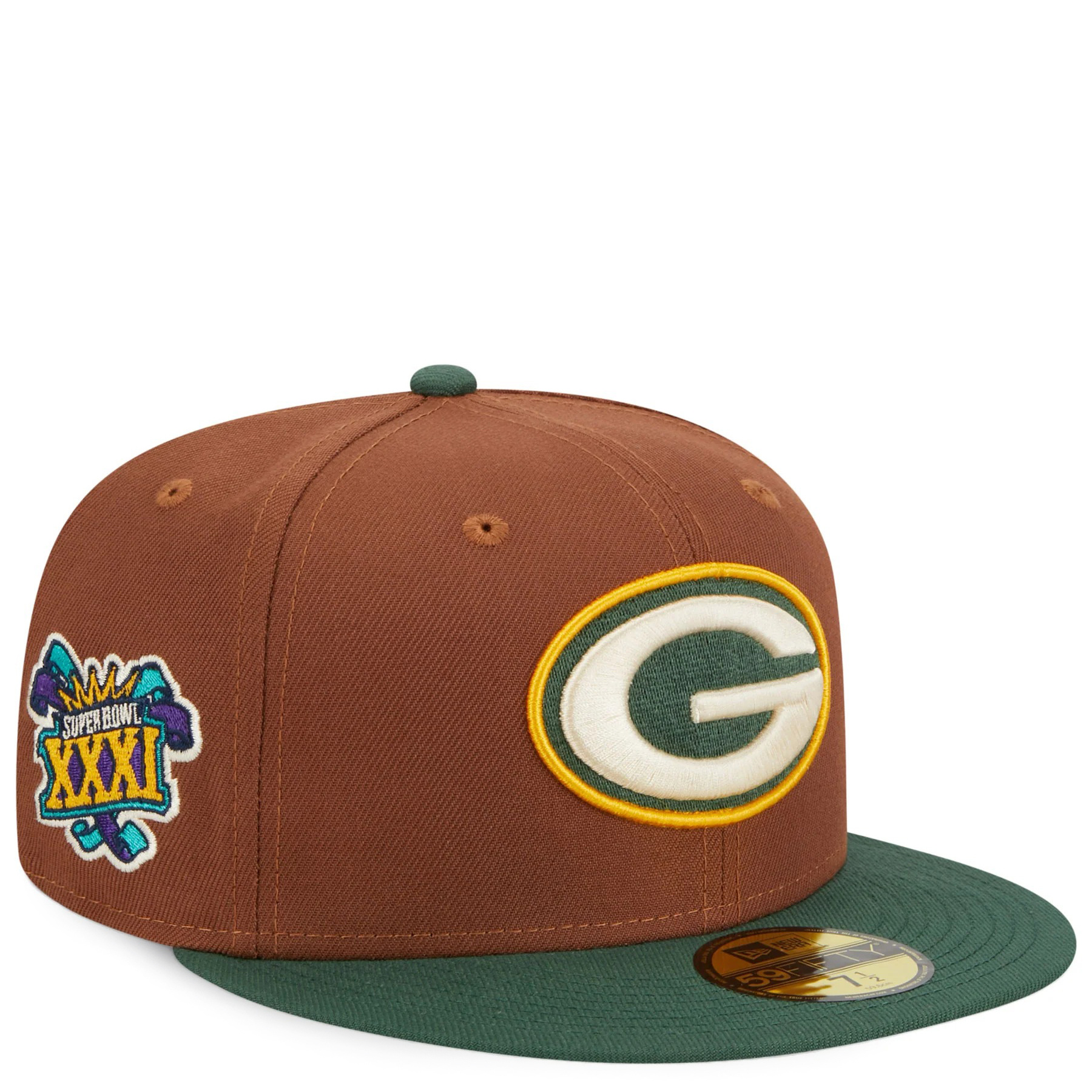 New Era Men's Packers Harvest 59FIFTY Fitted Hat Brown Size 7 5/8 | MODA3