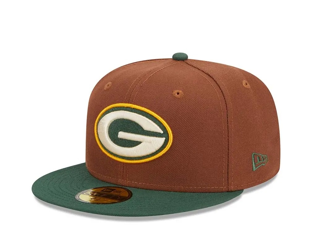 New Era Men's Packers Harvest 59FIFTY Fitted Hat Brown Size 7 3/4 | MODA3