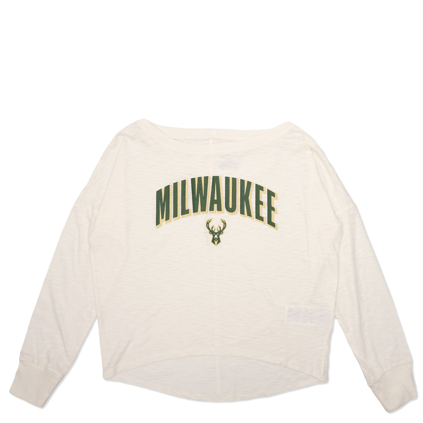 Women's New Era Puff Print Milwaukee Bucks Hooded Sweatshirt / Large