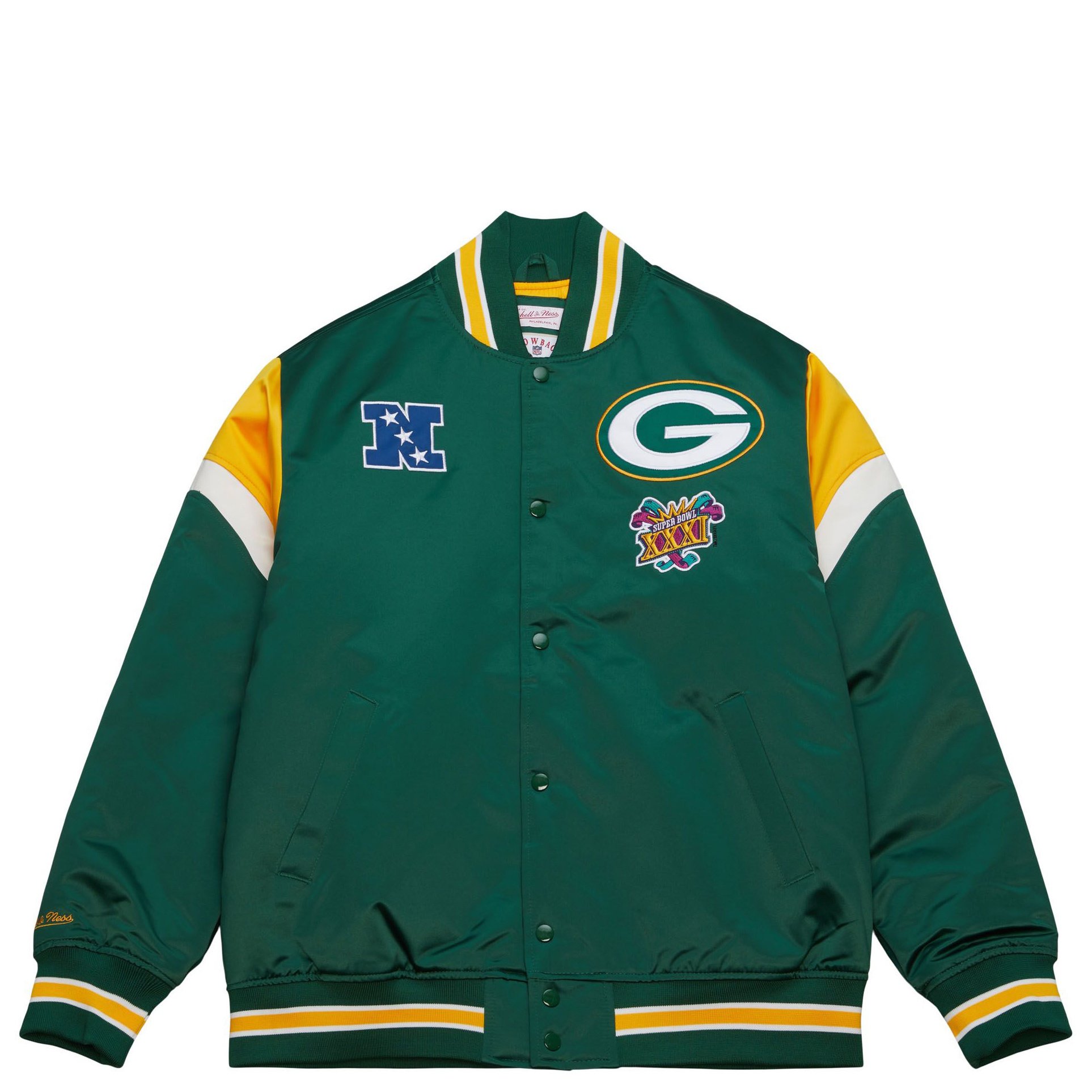 GREEN BAY PACKERS MASH UP SATIN JACKET (BLACK)