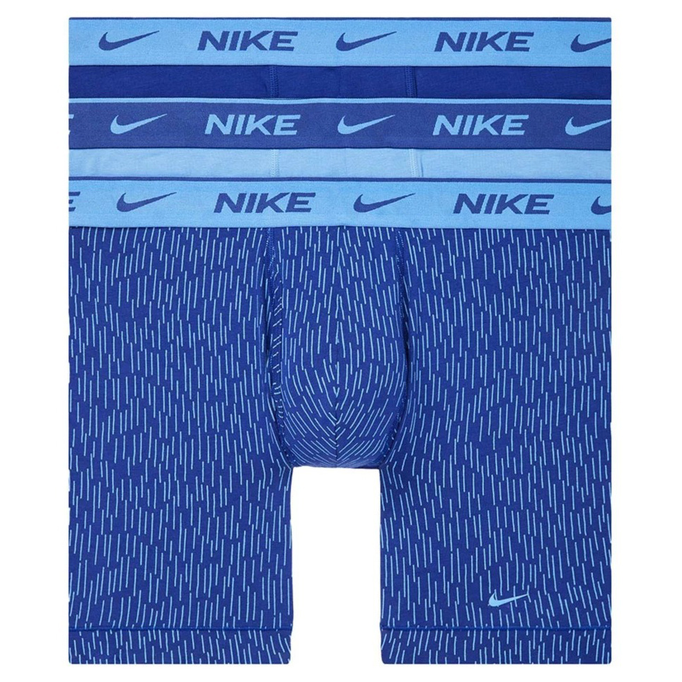 Men's Nike Dri-FIT Essential Cotton Stretch Boxer Briefs Underwear 3 Pack Large Rain Print
