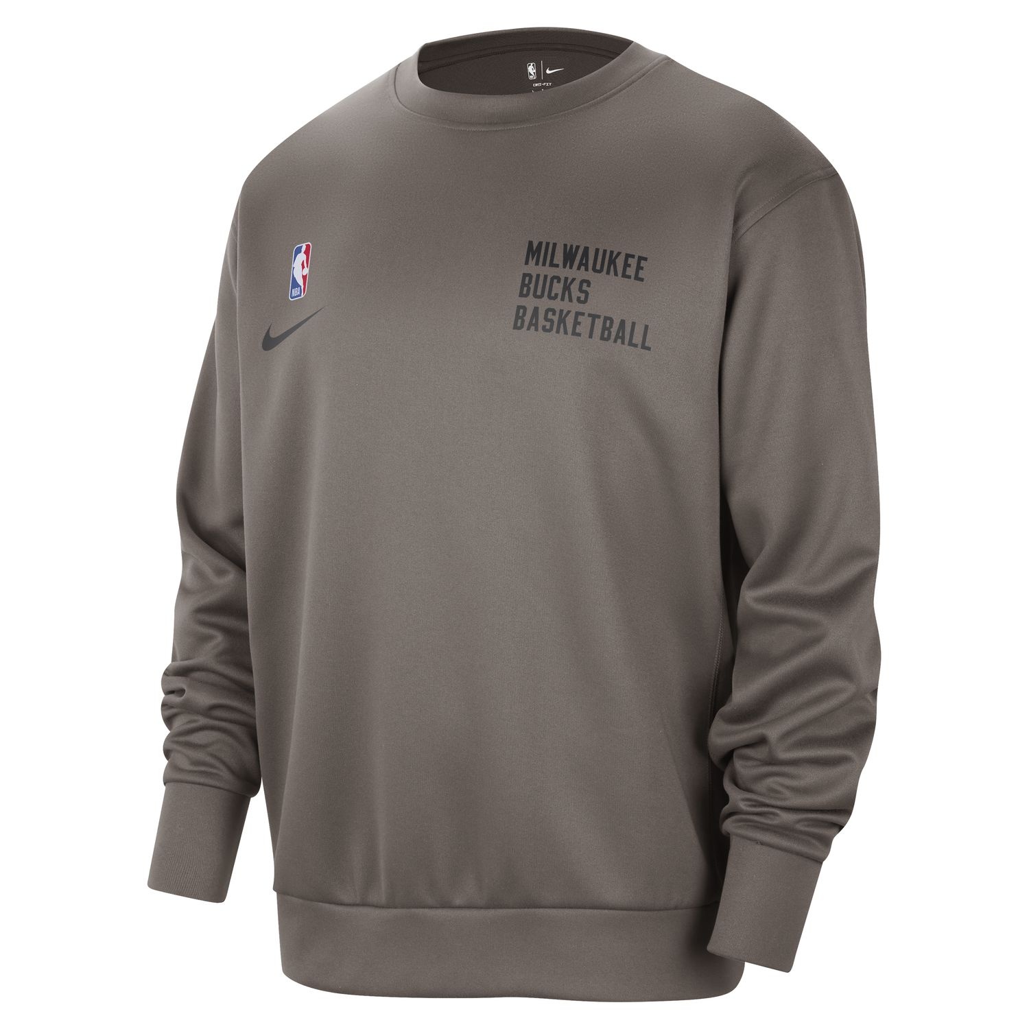 Nike Milwaukee Bucks Spotlight Dri-FIT Crewneck Sweatshirt - Grey