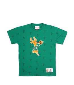 MITCHELL AND NESS BUCKS YOUTH ALL OVER PRINT TEE