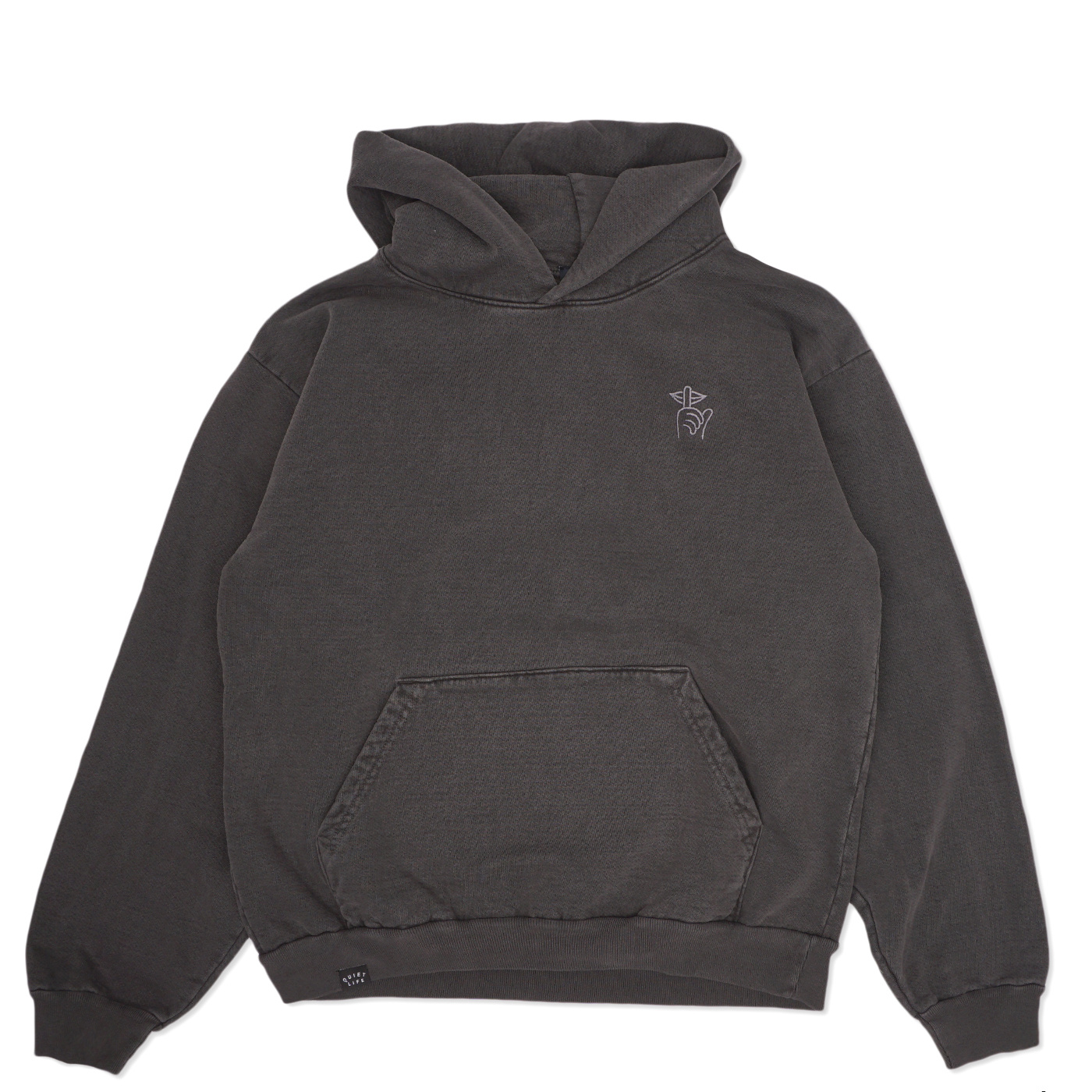 The Quiet Life Shhh Embroidered Pullover Hoodie Faded Black