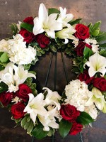 Funeral Arrangement - Rose and Lily Wreath