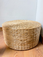 K&K Interiors Round Natural Rattan Grass Stools Medium