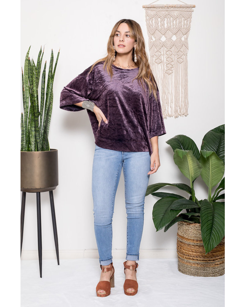 Navy Free People Washed Velvet tee