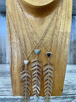 gold feather charm necklace