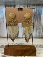 gold bead dangling earrings