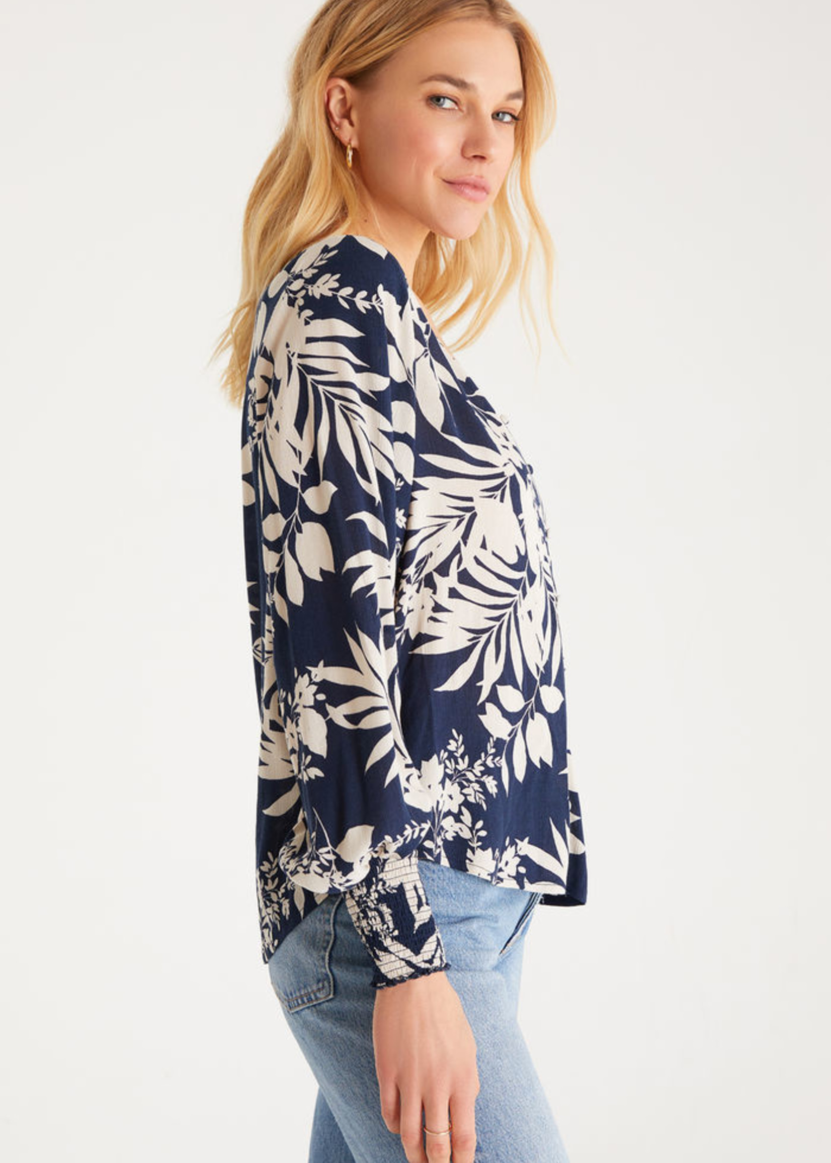 z supply z supply talia abstract leaf blouse