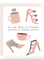 girl w/ knife strong coffee good shoes card
