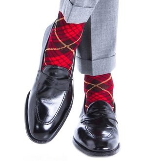 Dapper Classics Dapper Classics - Red with Black and Yellow Tartan - Cotton - Over The Calf