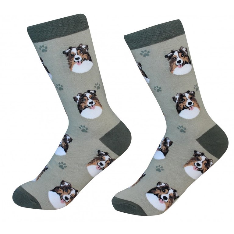 Sock Daddy - Australian Shepherd - Olive - Crew - Unisex