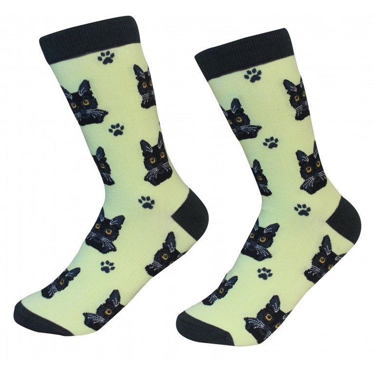 Sock Daddy Sock Daddy - Black Cat - Lime - Crew - Unisex