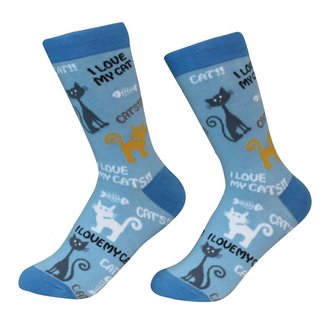 Sock Daddy Sock Daddy - I love my Cat - Blue - Crew - Unisex