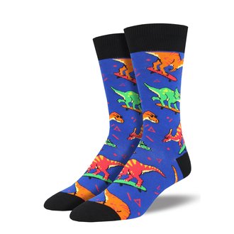 Socksmith Socksmith - Skate Or Dinosaur - Blue - Crew - Men's