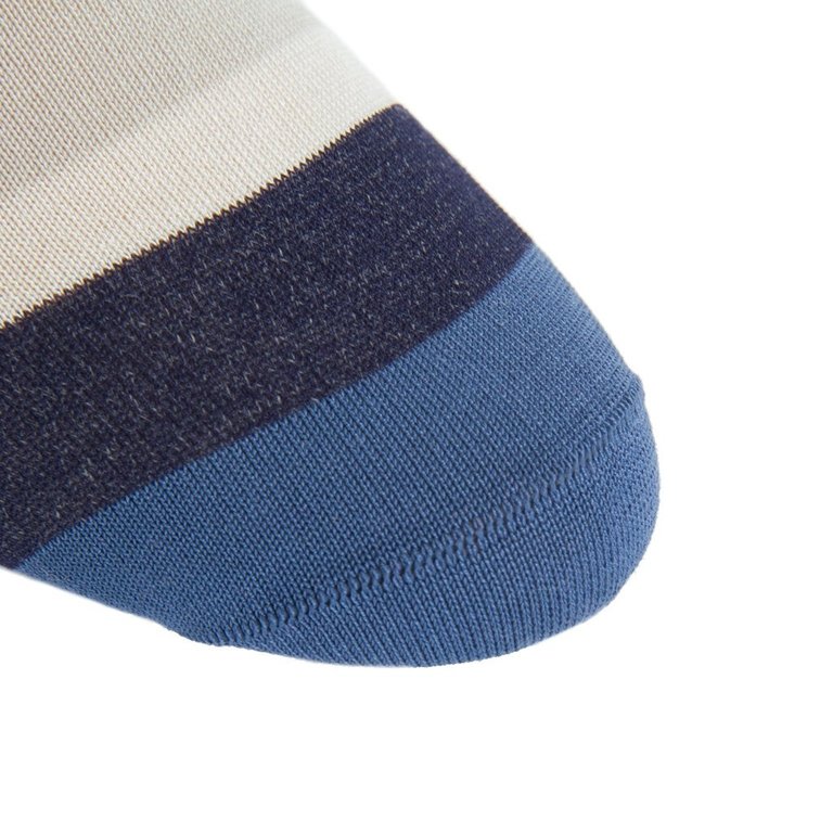 Dapper Classics Dapper Classics - Indigo Blue/Cream/Classic Navy/Tan and Yolk Double Stripe - Cotton - Over The Calf