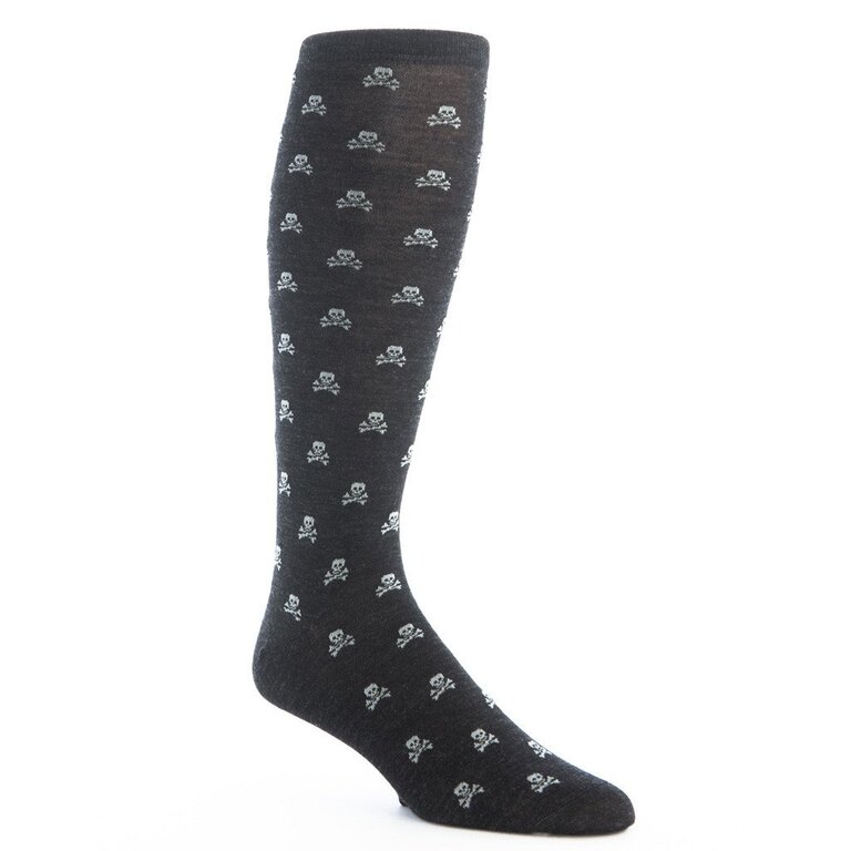 Dapper Classics Dapper Classics - Charcoal with Ash Skull and Crossbones - Merino Wool - Over The Calf
