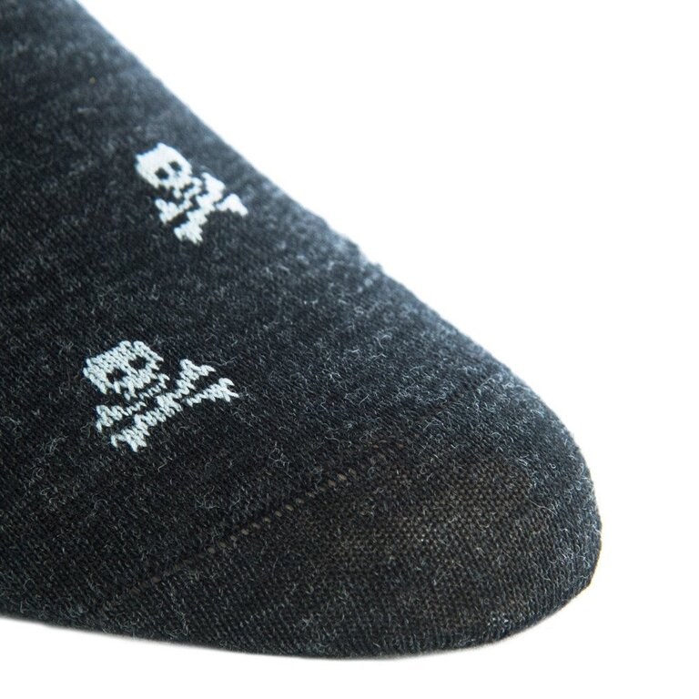 Dapper Classics Dapper Classics - Charcoal with Ash Skull and Crossbones - Merino Wool - Over The Calf