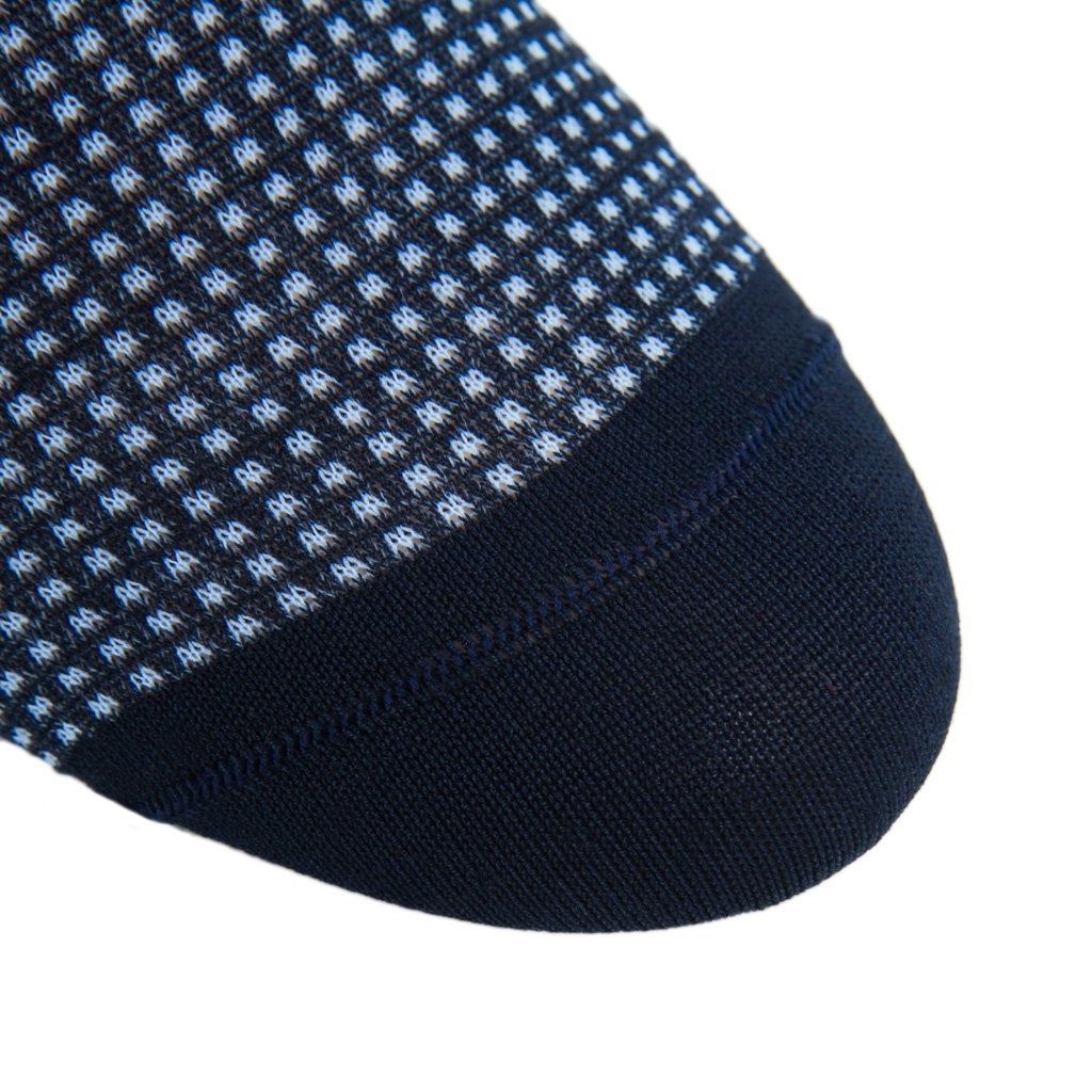 Dapper Classics - Classic Navy and Sky Blue Grenadine - Cotton - Over The Calf